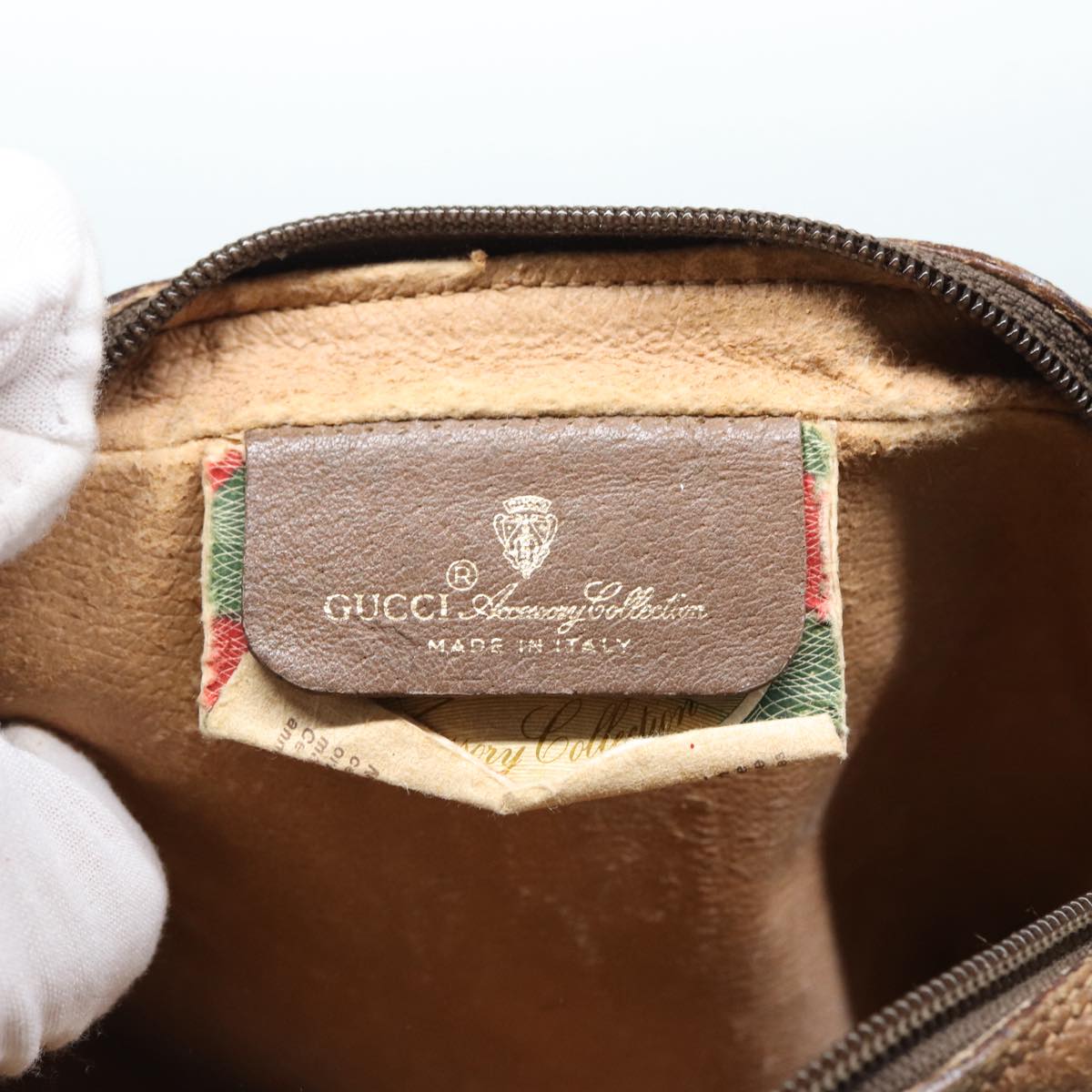 GUCCI GG Supreme Web Sherry Line Clutch Bag PVC Beige Red 89 01 012 88952