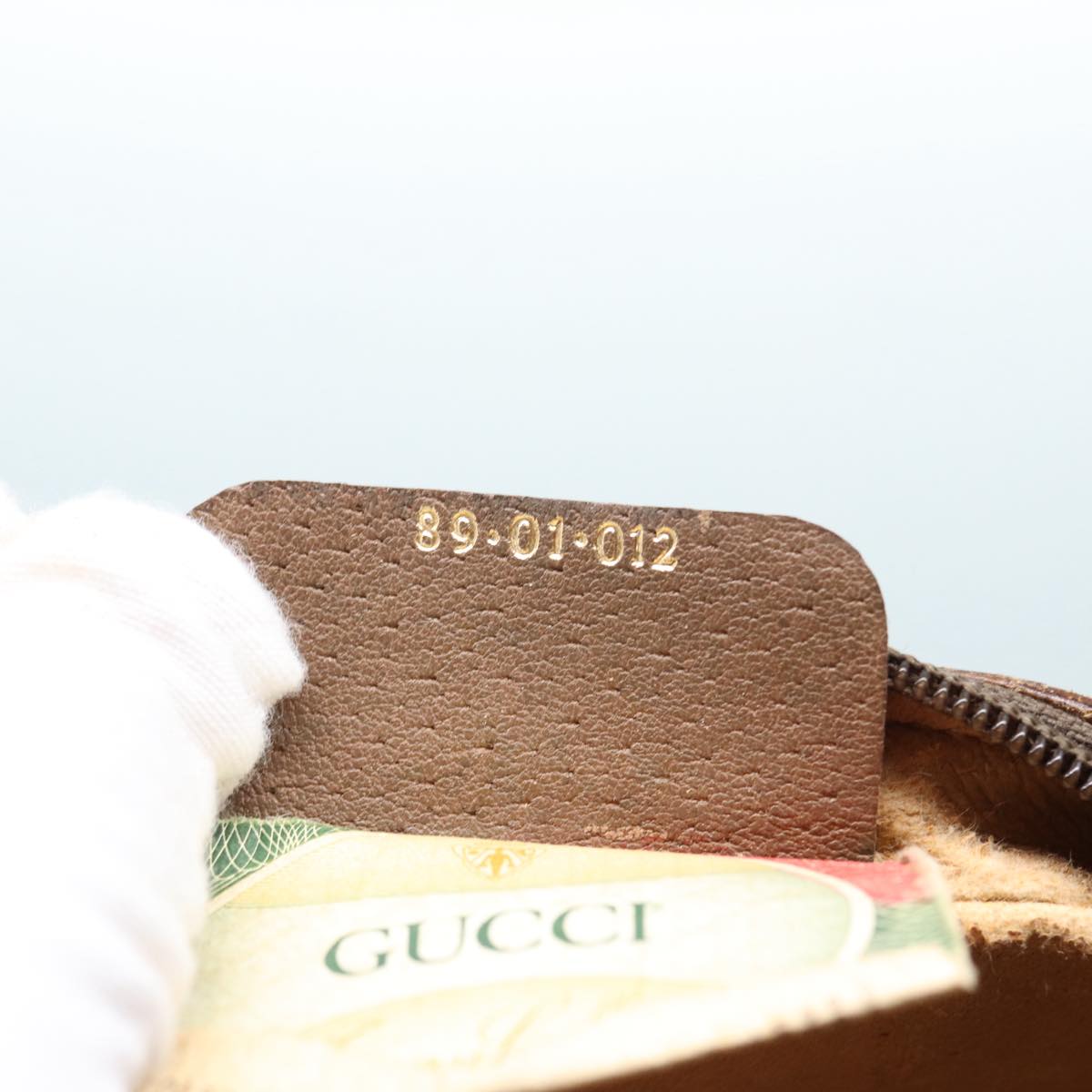 GUCCI GG Supreme Web Sherry Line Clutch Bag PVC Beige Red 89 01 012 88952