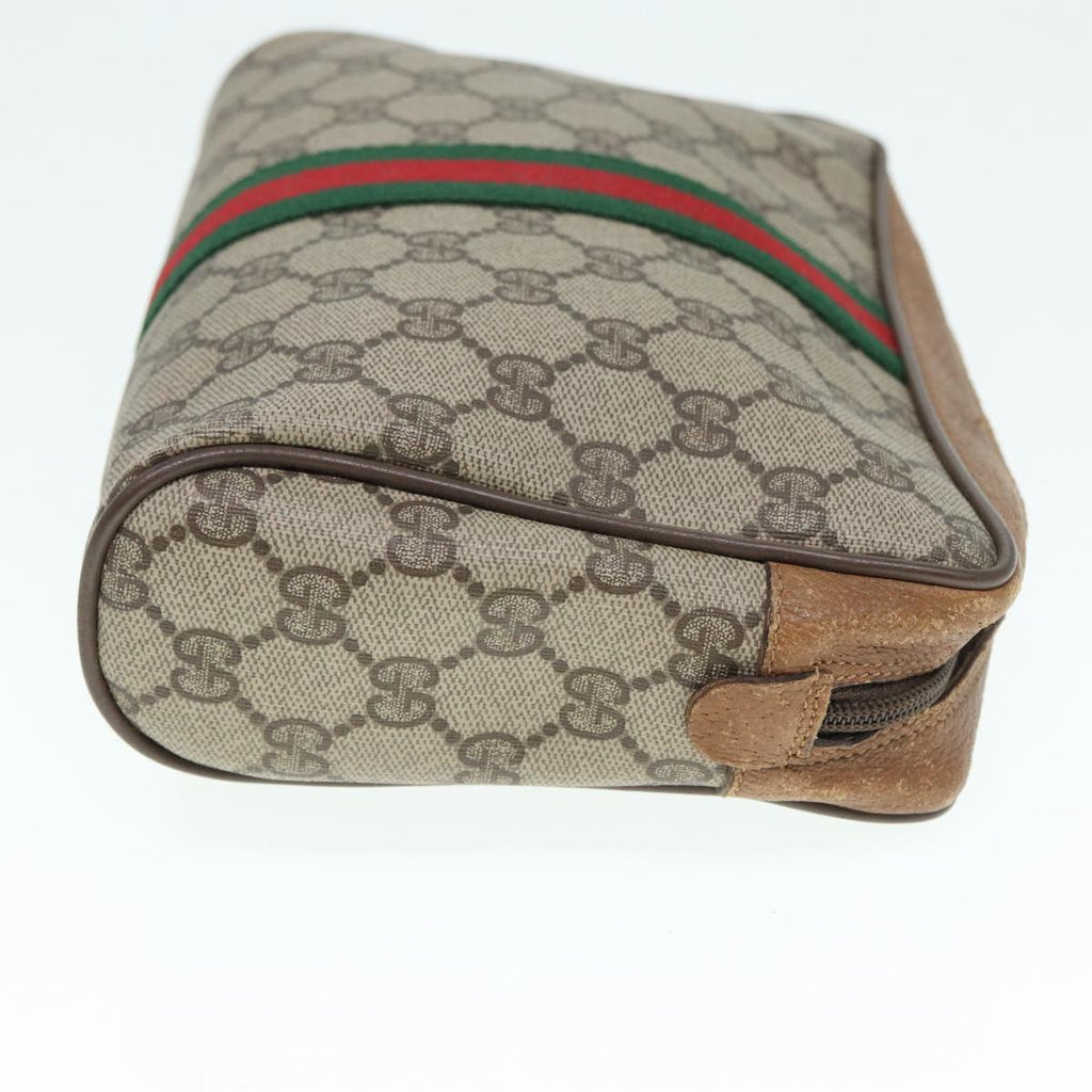 GUCCI GG Supreme Web Sherry Line Clutch Bag PVC Beige Red 89 01 012 88952