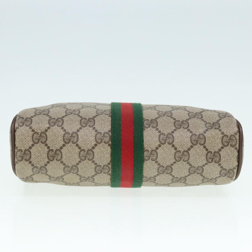 GUCCI GG Supreme Web Sherry Line Clutch Bag PVC Beige Red 89 01 012 88952