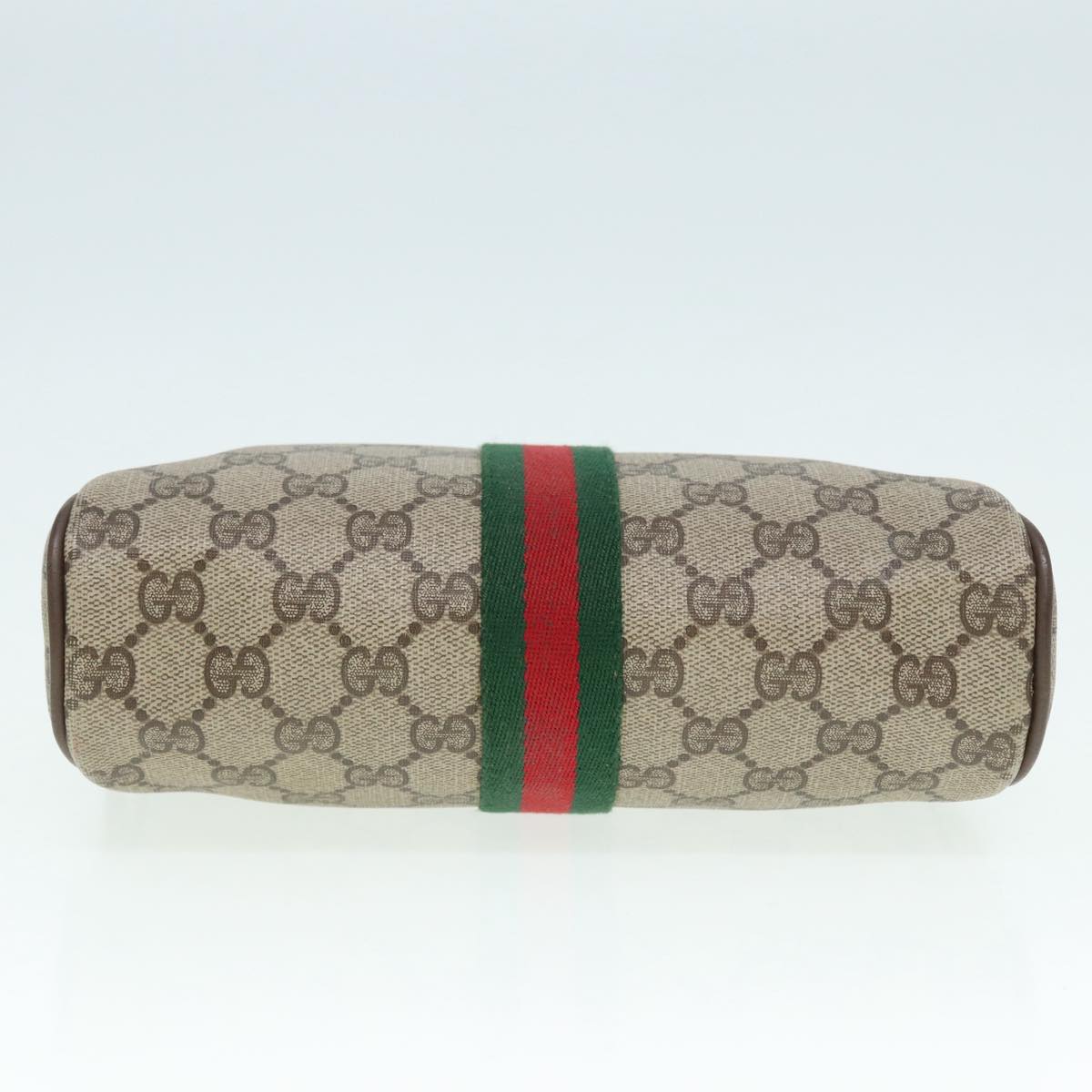 GUCCI GG Supreme Web Sherry Line Clutch Bag PVC Beige Red 89 01 012 88952