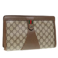 GUCCI GG Supreme Web Sherry Line Clutch Bag PVC Beige Red 89 01 033 88953