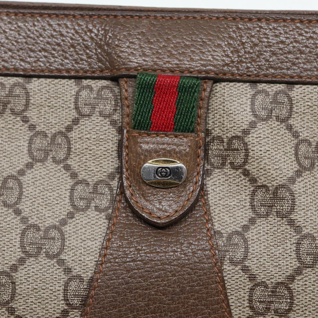 GUCCI GG Supreme Web Sherry Line Clutch Bag PVC Beige Red 89 01 033 88953