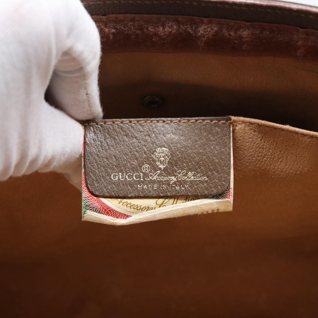 GUCCI GG Supreme Web Sherry Line Clutch Bag PVC Beige Red 89 01 033 88953