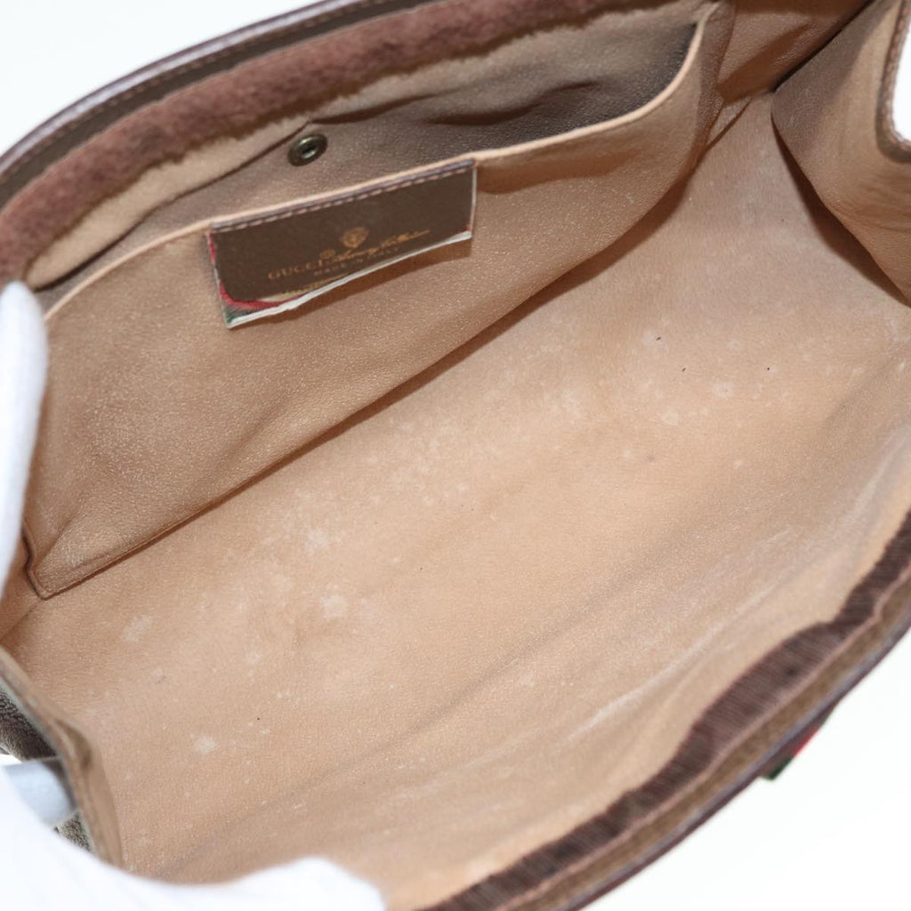 GUCCI GG Supreme Web Sherry Line Clutch Bag PVC Beige Red 89 01 033 88953