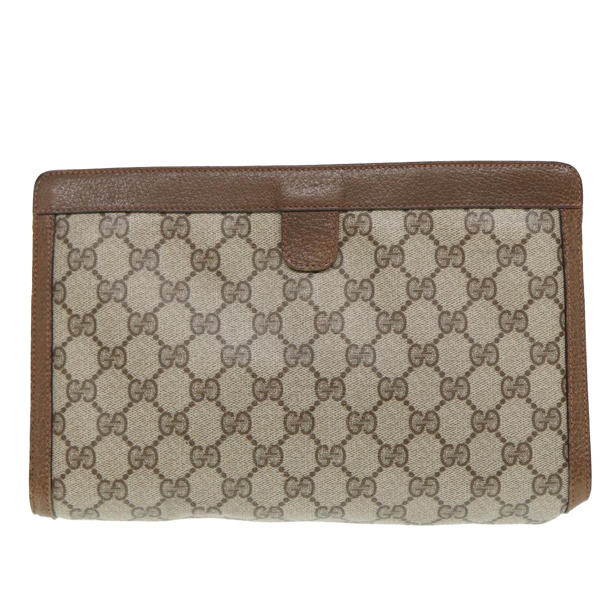 GUCCI GG Supreme Web Sherry Line Clutch Bag PVC Beige Red 89 01 033 88953