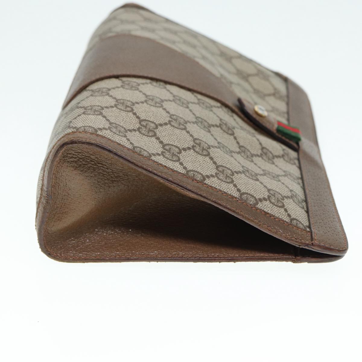 GUCCI GG Supreme Web Sherry Line Clutch Bag PVC Beige Red 89 01 033 88953