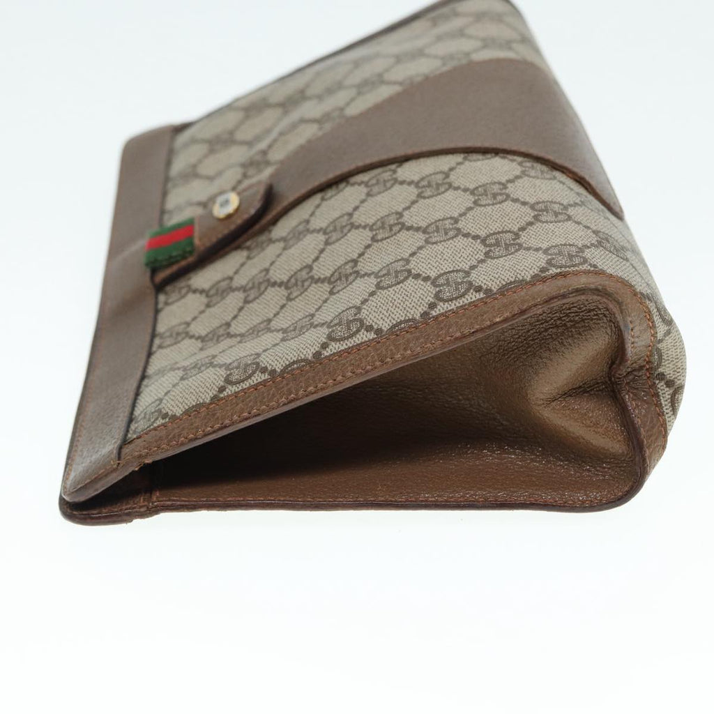 GUCCI GG Supreme Web Sherry Line Clutch Bag PVC Beige Red 89 01 033 88953