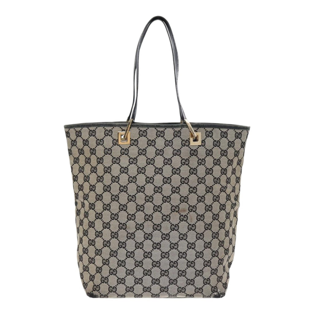 GUCCI GG Canvas Tote Bag Black Gold 002 1098 88954