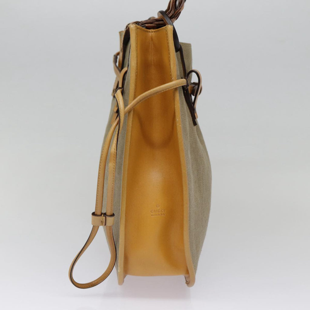 GUCCI Hand Bag Canvas Leather Beige Brown 110295 3444 88957