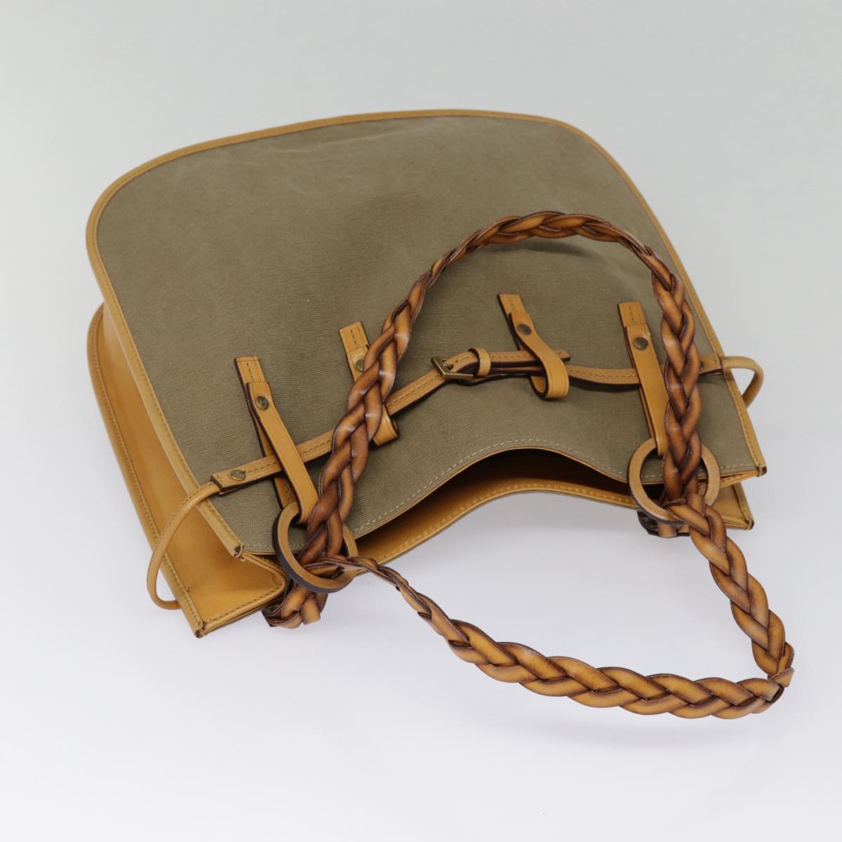 GUCCI Hand Bag Canvas Leather Beige Brown 110295 3444 88957