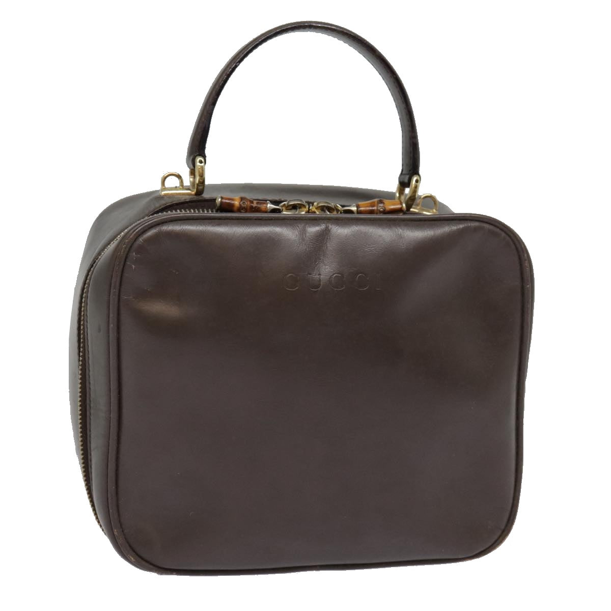 GUCCI Bamboo Hand Bag Leather Brown Gold 000 2040 0323 88959