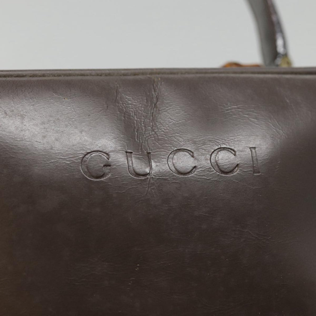 GUCCI Bamboo Hand Bag Leather Brown Gold 000 2040 0323 88959