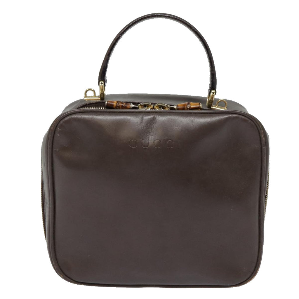 GUCCI Bamboo Hand Bag Leather Brown Gold 000 2040 0323 88959