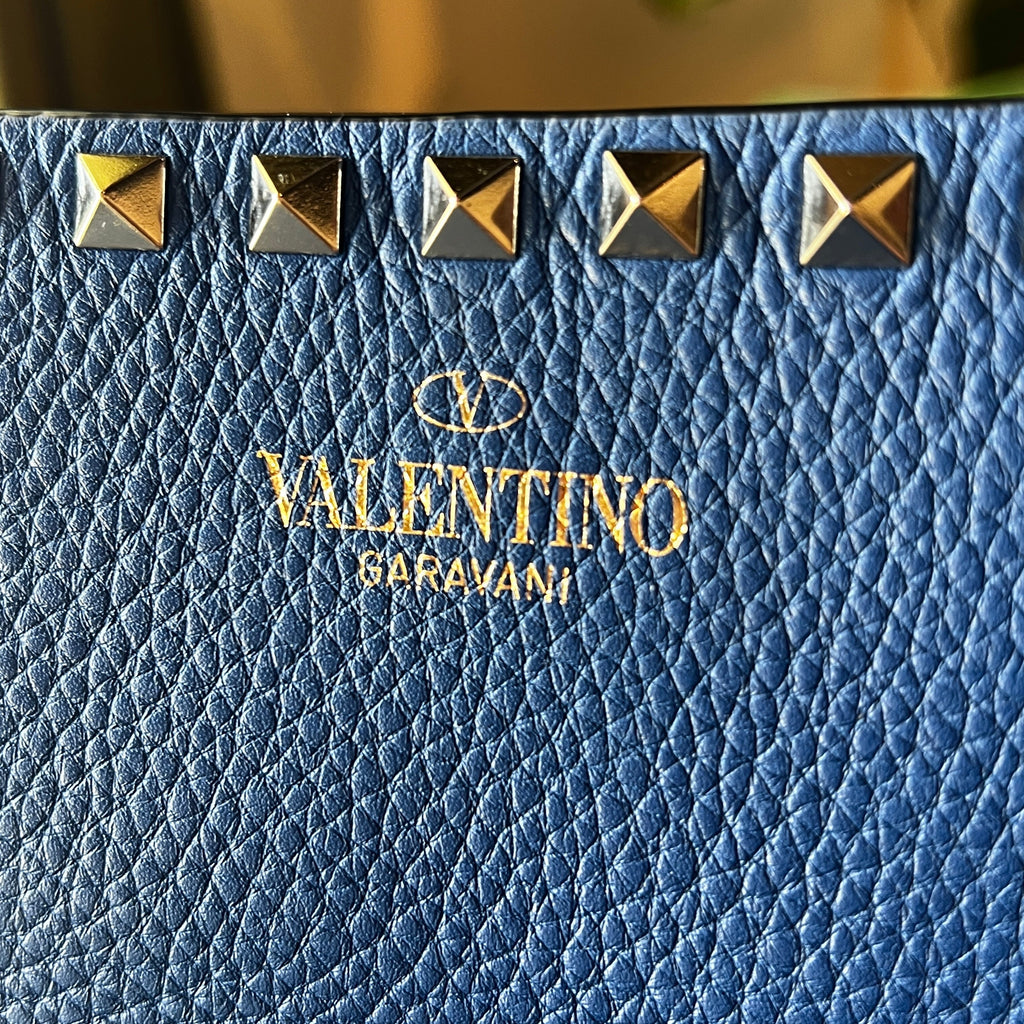 VALENTINO Cobalt Blue  Rockstud Shopping Tote Large
