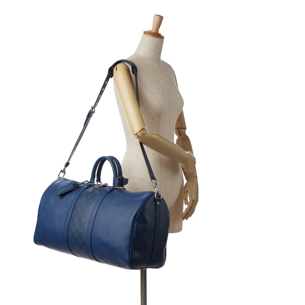 Louis Vuitton Keepall 50 BandouliÃƒÆ’Ã‚Â¨re Blue Taigarama