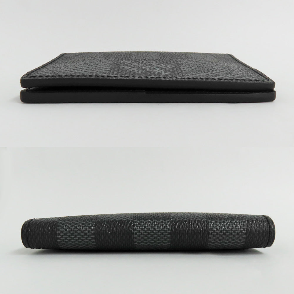 Louis Vuitton N60431 Damier Graphite 3D Black Card Case Passcase Small Lace Mens Beauty
