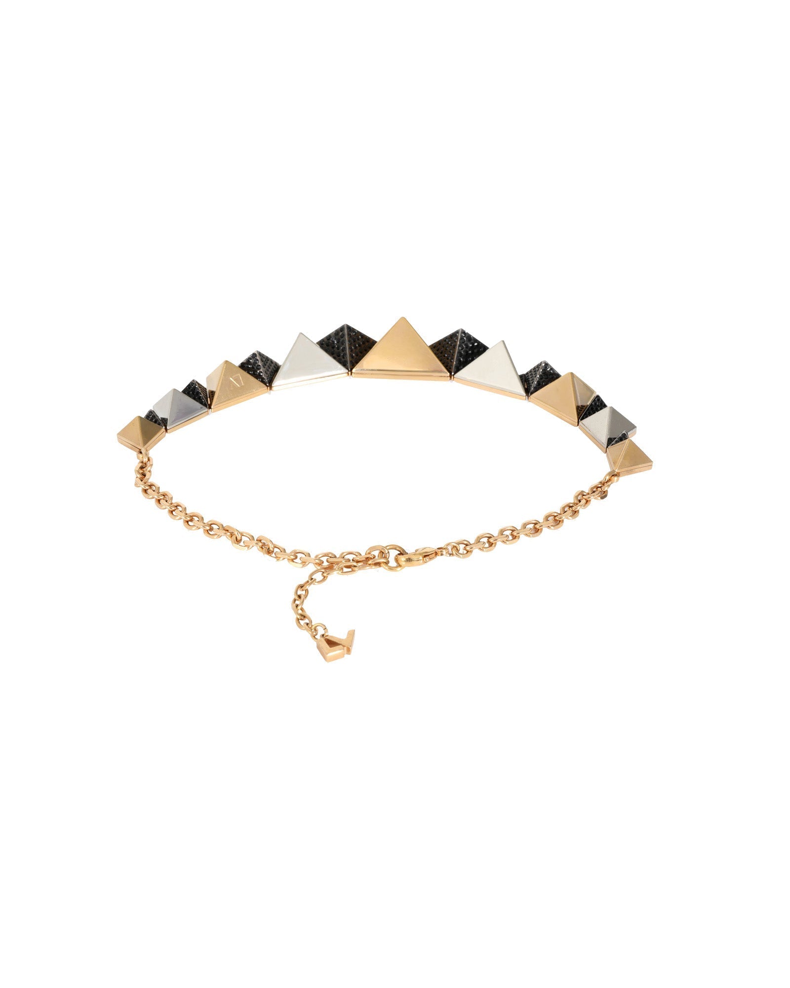 Louis Vuitton Gold Tone Pyramid Stud Necklace