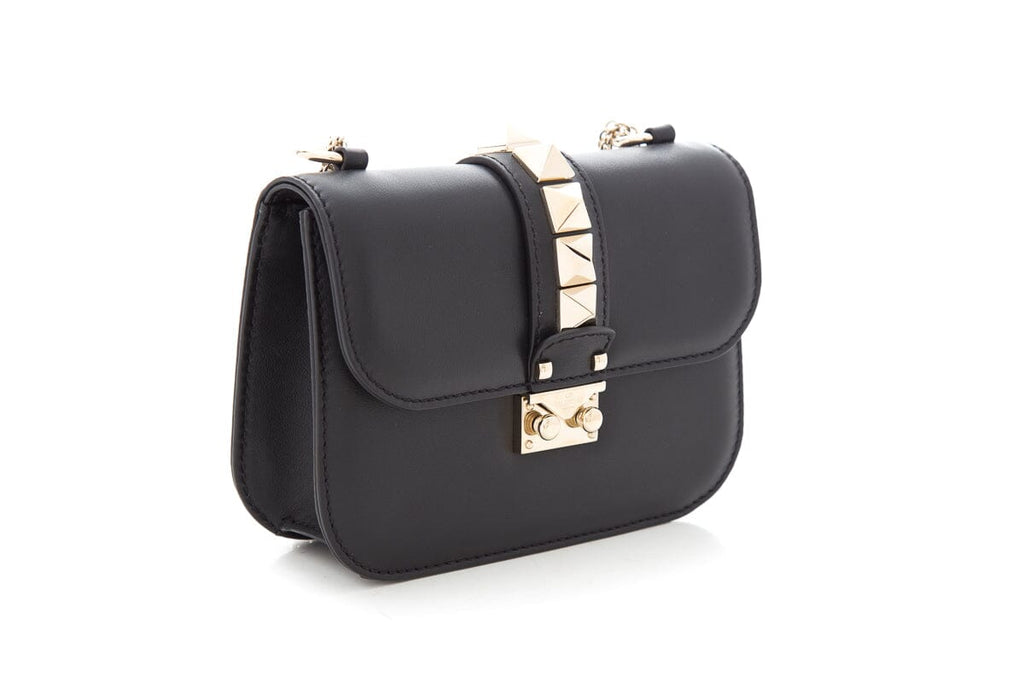 Valentino Black Glam Lock Rockstud Handbag