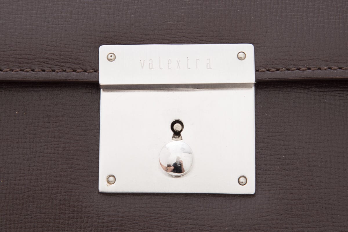 Valextra Brown Leather Mini Shoulder Handbag