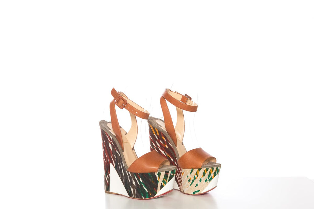 Christian Louboutin Green Multi Wedge SZ 37.5