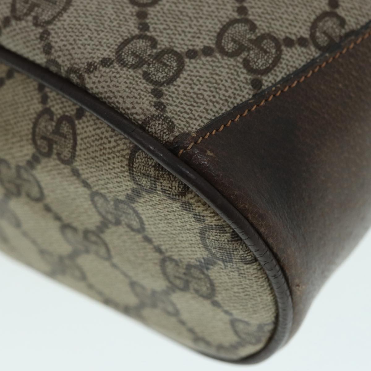 GUCCI GG Supreme Web Sherry Line Shoulder Bag PVC Beige Gold 89024