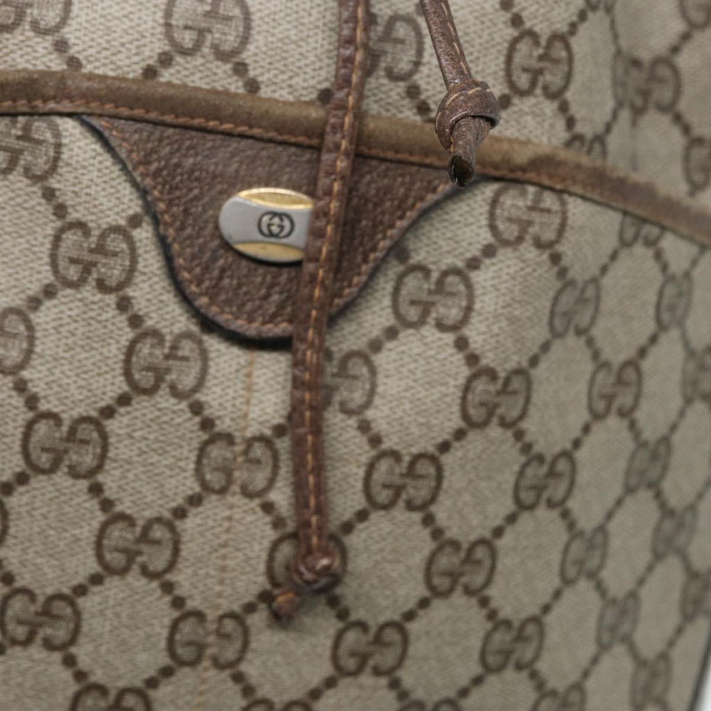 GUCCI GG Supreme Web Sherry Line Shoulder Bag PVC Beige Gold 89024