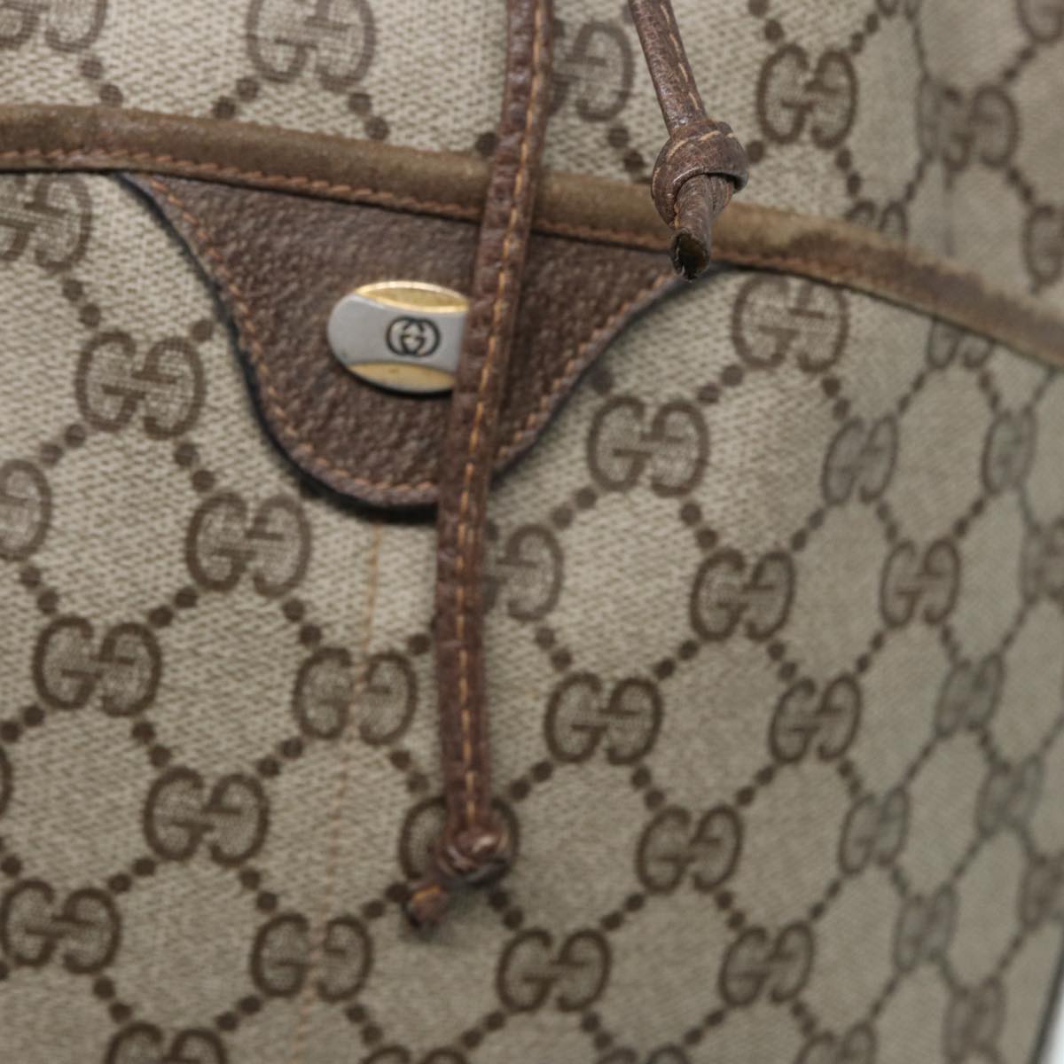 GUCCI GG Supreme Web Sherry Line Shoulder Bag PVC Beige Gold 89024