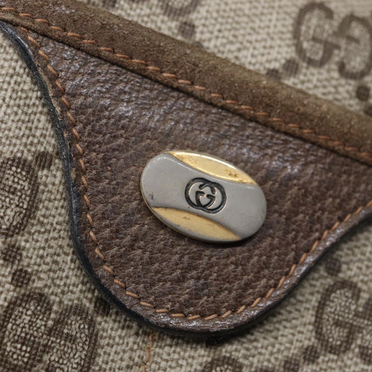 GUCCI GG Supreme Web Sherry Line Shoulder Bag PVC Beige Gold 89024