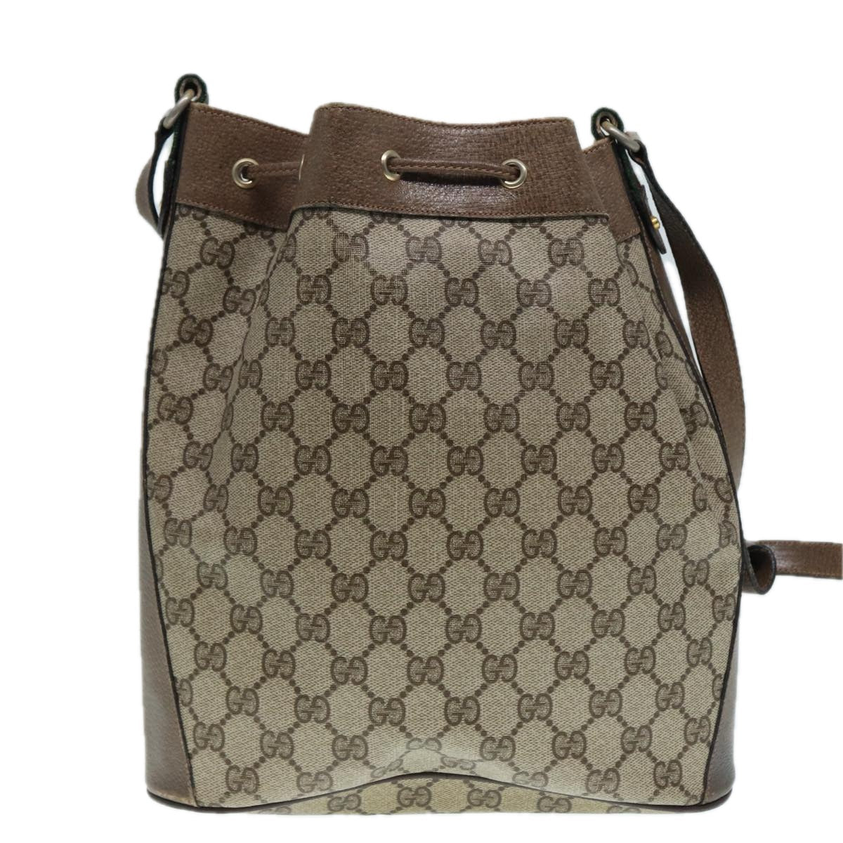 GUCCI GG Supreme Web Sherry Line Shoulder Bag PVC Beige Gold 89024