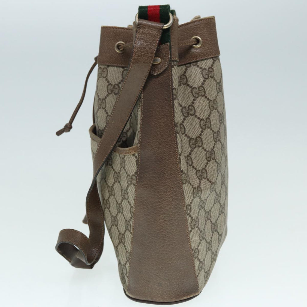GUCCI GG Supreme Web Sherry Line Shoulder Bag PVC Beige Gold 89024