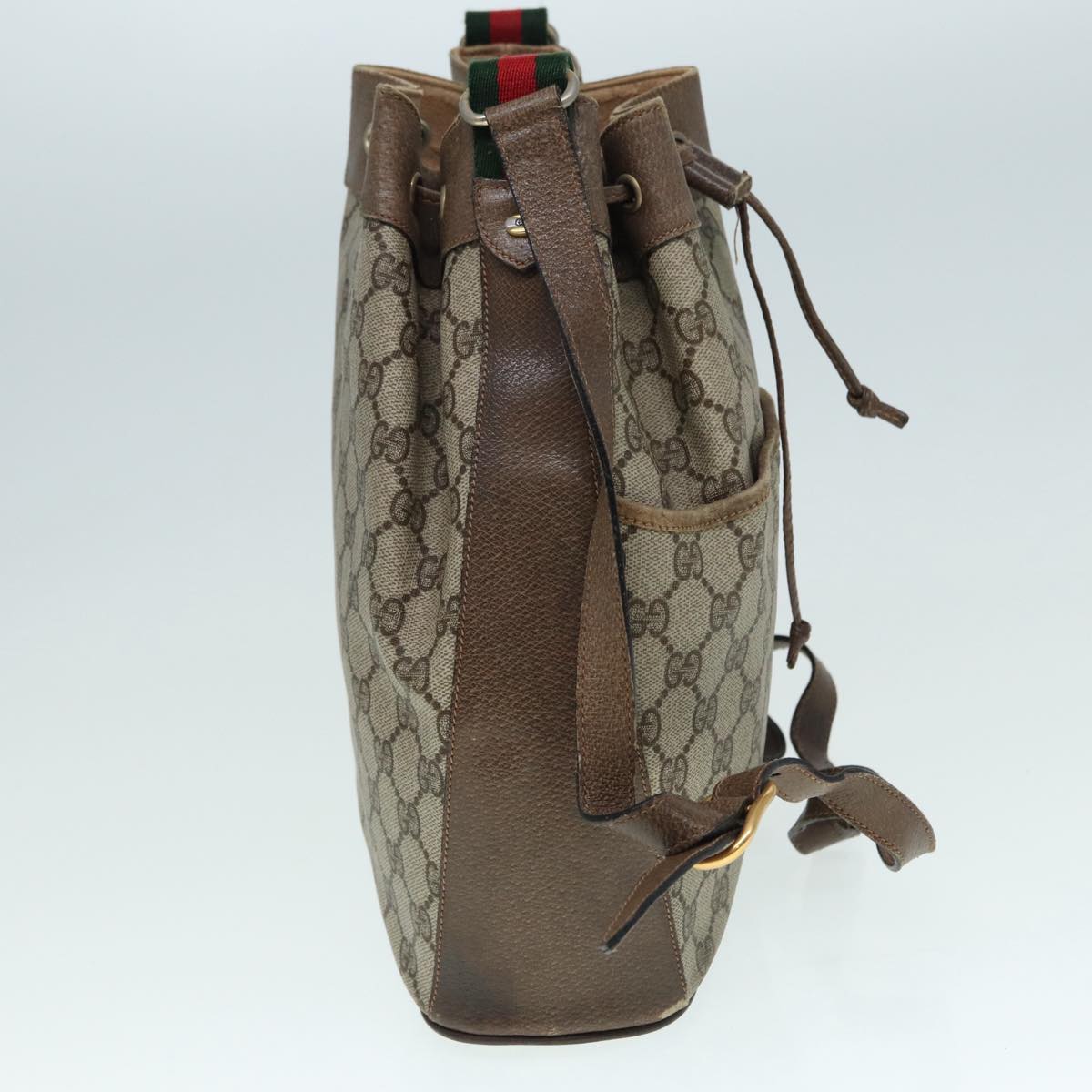 GUCCI GG Supreme Web Sherry Line Shoulder Bag PVC Beige Gold 89024