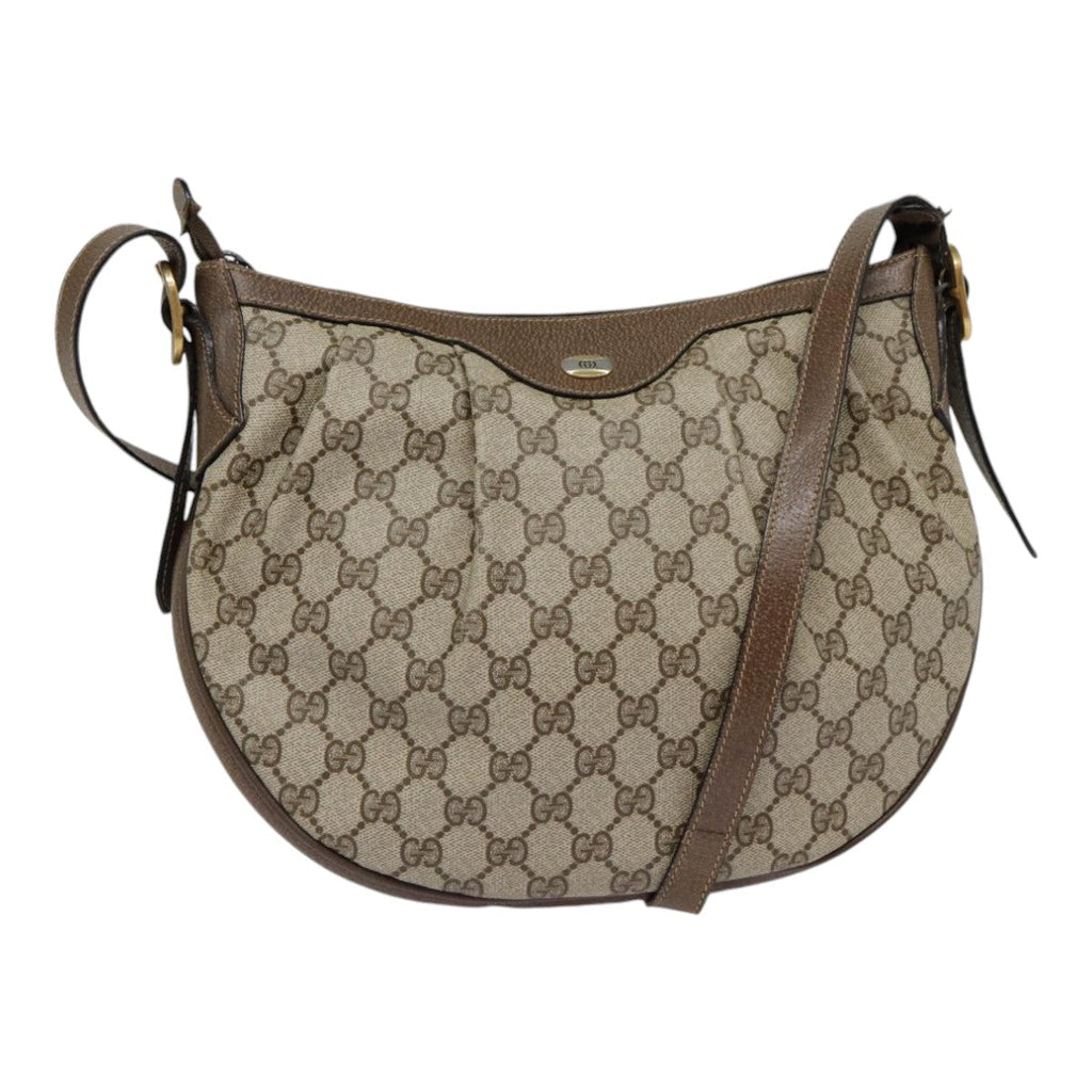 GUCCI GG Supreme PVC Leather Shoulder Bag Beige Brown Gold 41 02 058 89026