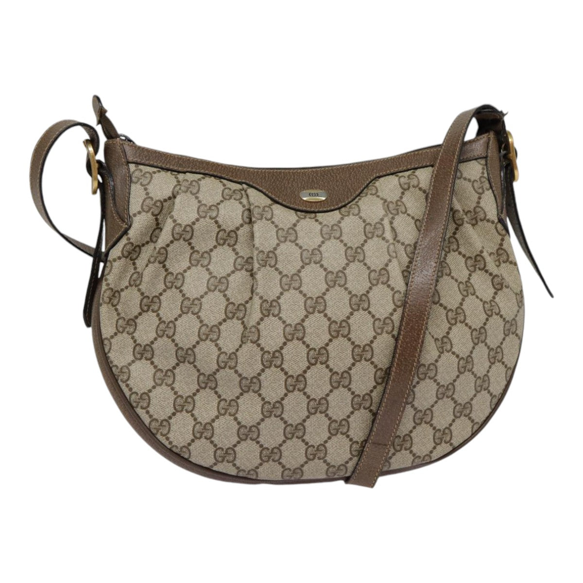 GUCCI GG Supreme PVC Leather Shoulder Bag Beige Brown Gold 41 02 058 89026