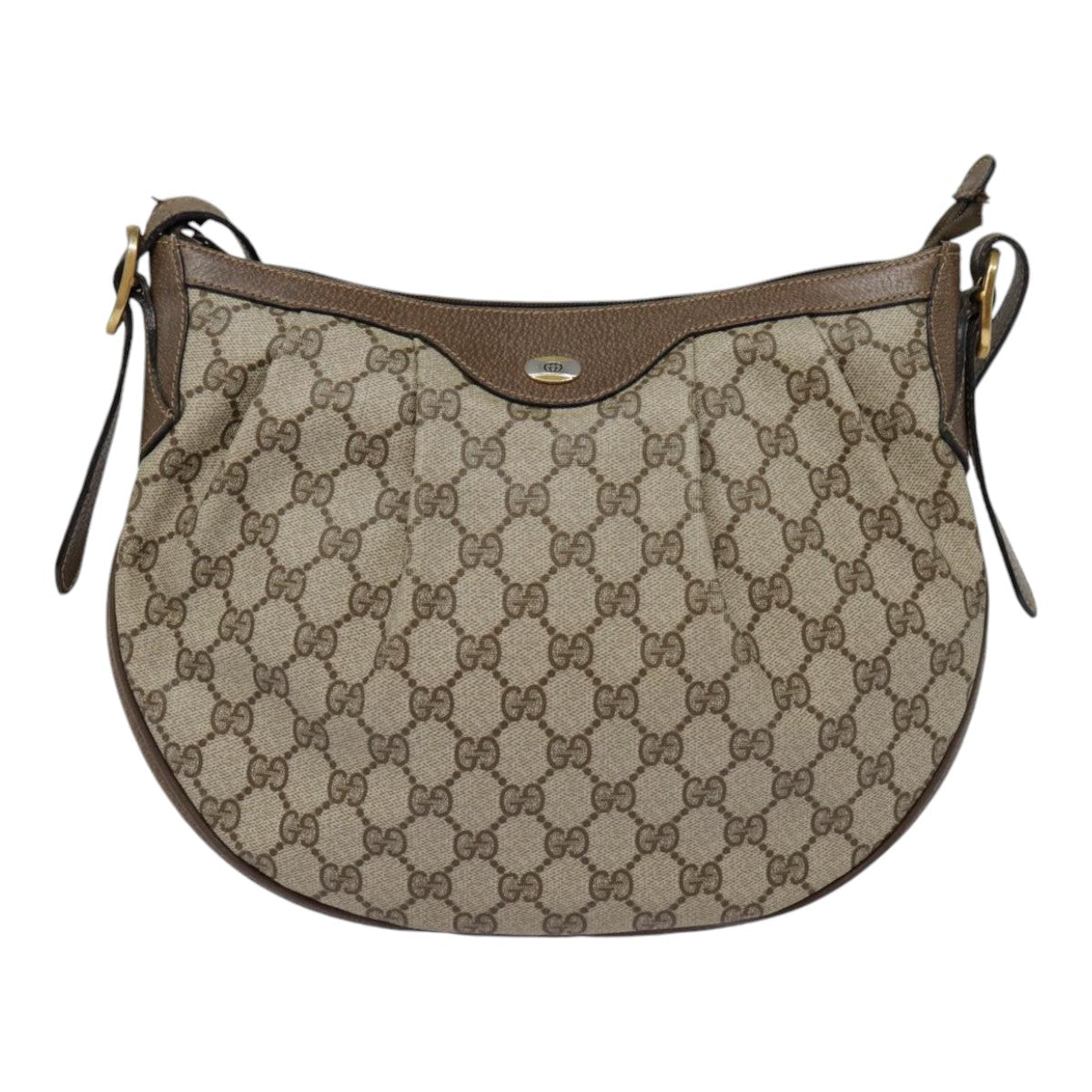 GUCCI GG Supreme PVC Leather Shoulder Bag Beige Brown Gold 41 02 058 89026