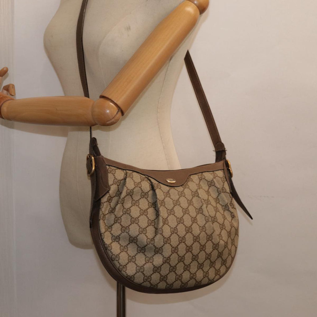 GUCCI GG Supreme PVC Leather Shoulder Bag Beige Brown Gold 41 02 058 89026