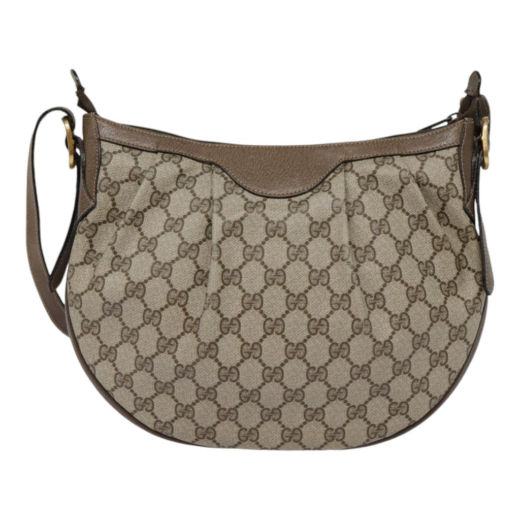 GUCCI GG Supreme PVC Leather Shoulder Bag Beige Brown Gold 41 02 058 89026