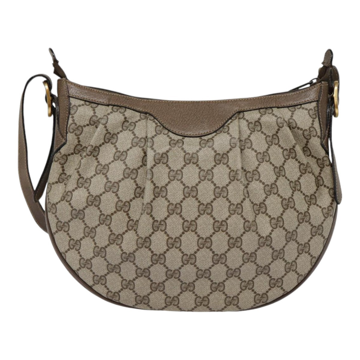 GUCCI GG Supreme PVC Leather Shoulder Bag Beige Brown Gold 41 02 058 89026
