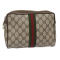 GUCCI GG Supreme Web Sherry Line Clutch Bag PVC Beige Red 89 01 012 89027