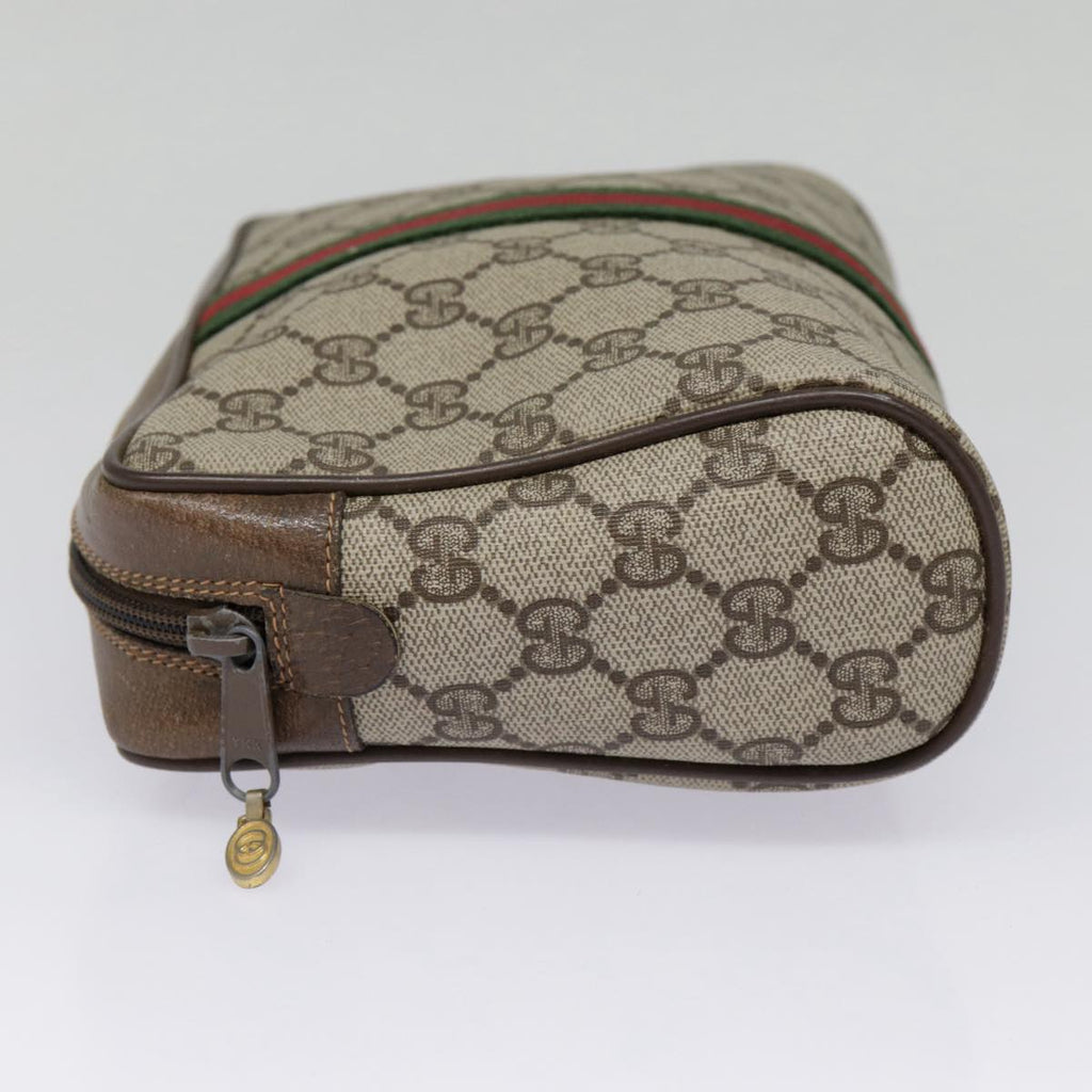 GUCCI GG Supreme Web Sherry Line Clutch Bag PVC Beige Red 89 01 012 89027