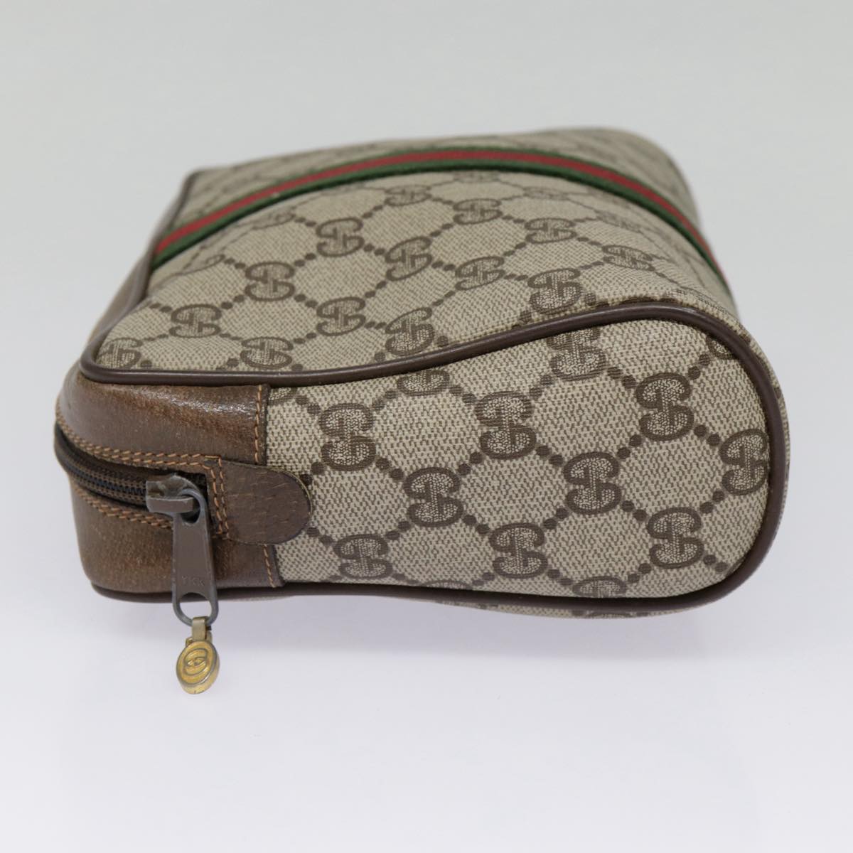 GUCCI GG Supreme Web Sherry Line Clutch Bag PVC Beige Red 89 01 012 89027