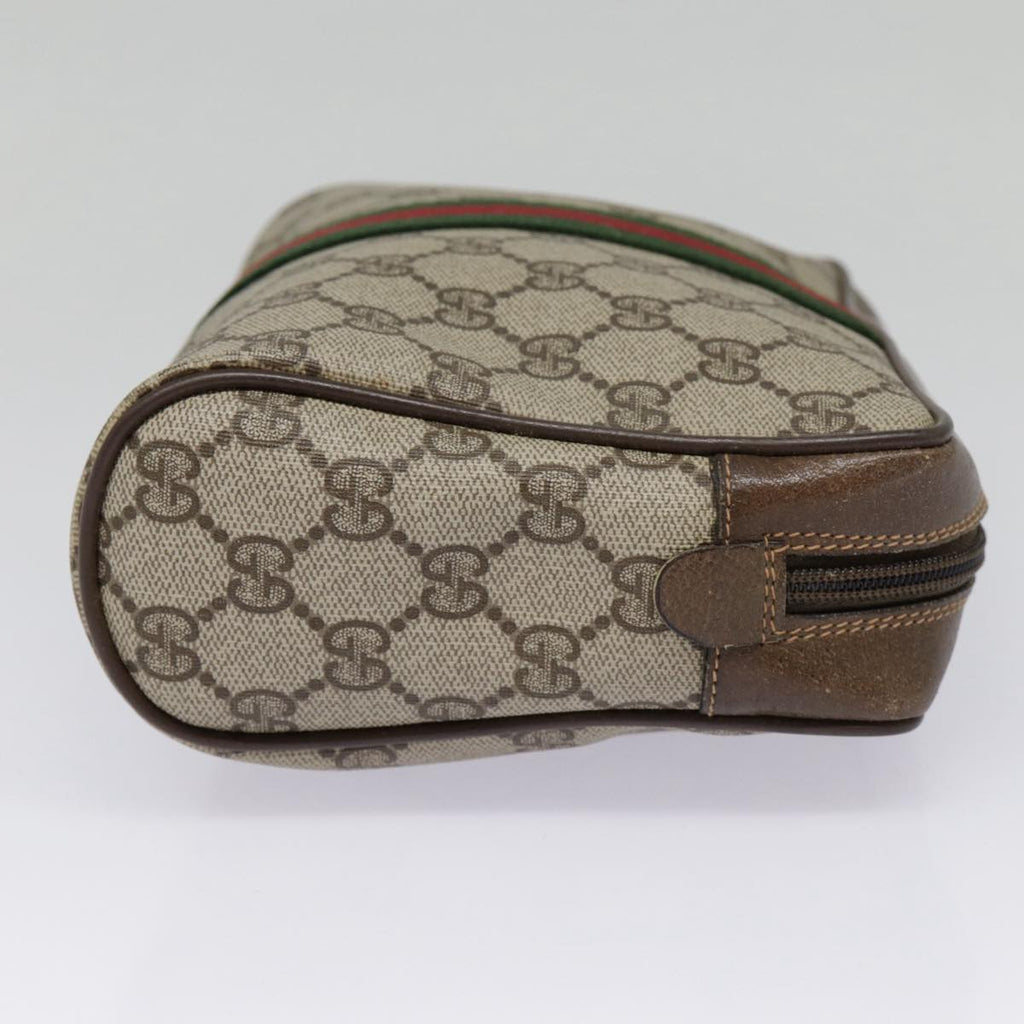 GUCCI GG Supreme Web Sherry Line Clutch Bag PVC Beige Red 89 01 012 89027