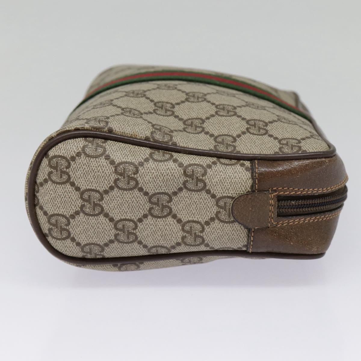 GUCCI GG Supreme Web Sherry Line Clutch Bag PVC Beige Red 89 01 012 89027