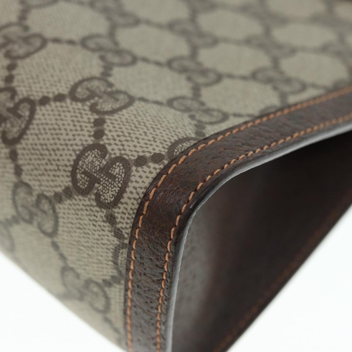 GUCCI GG Supreme Web Sherry Line Clutch Bag PVC Beige Red 156 01 032 89028