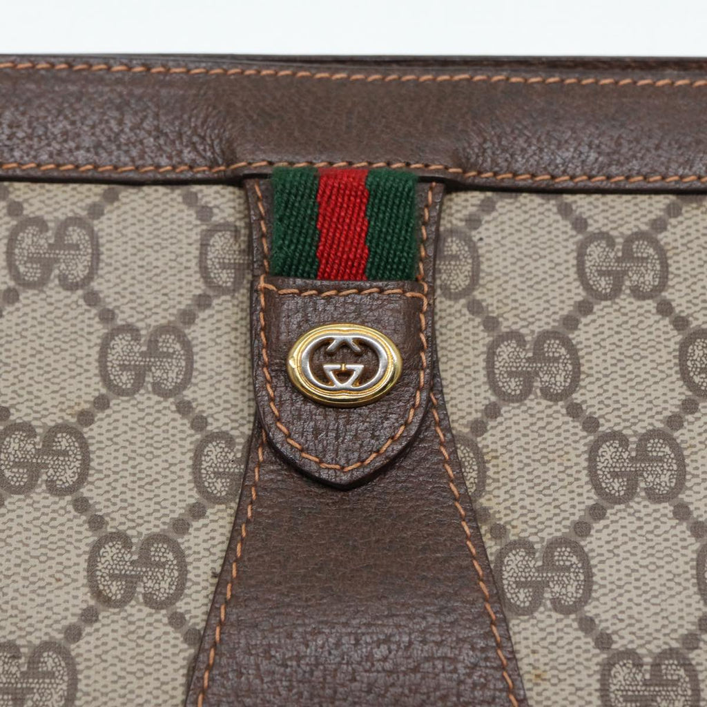 GUCCI GG Supreme Web Sherry Line Clutch Bag PVC Beige Red 156 01 032 89028