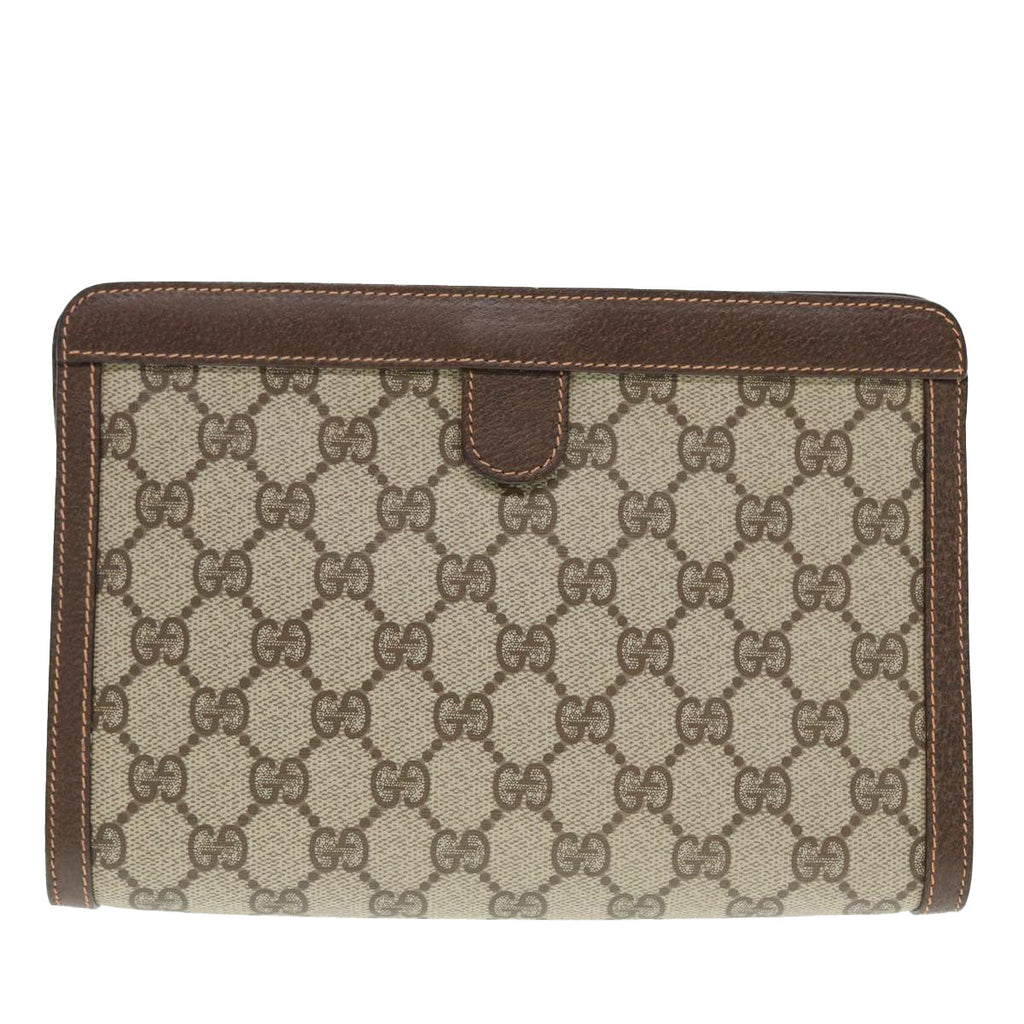 GUCCI GG Supreme Web Sherry Line Clutch Bag PVC Beige Red 156 01 032 89028