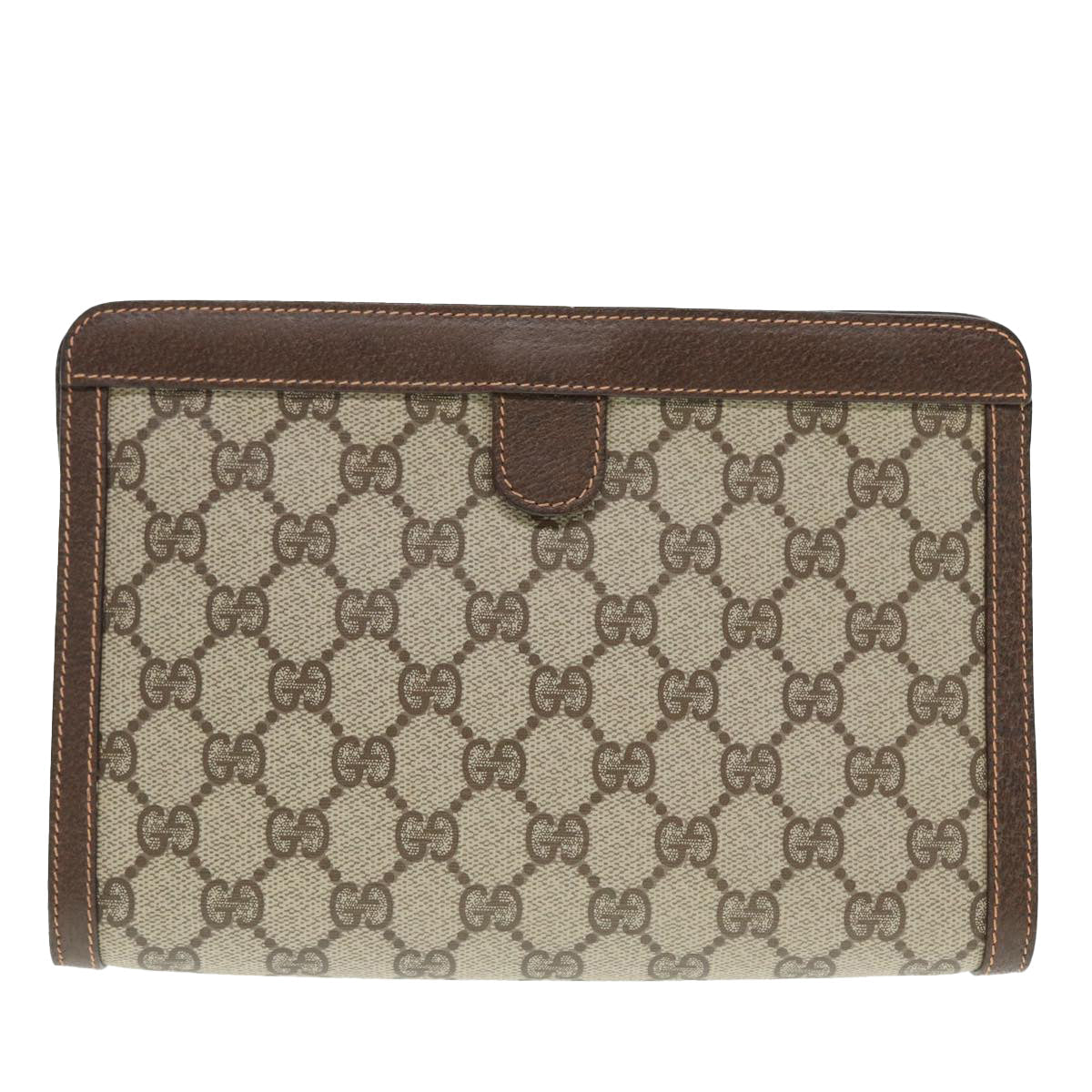 GUCCI GG Supreme Web Sherry Line Clutch Bag PVC Beige Red 156 01 032 89028