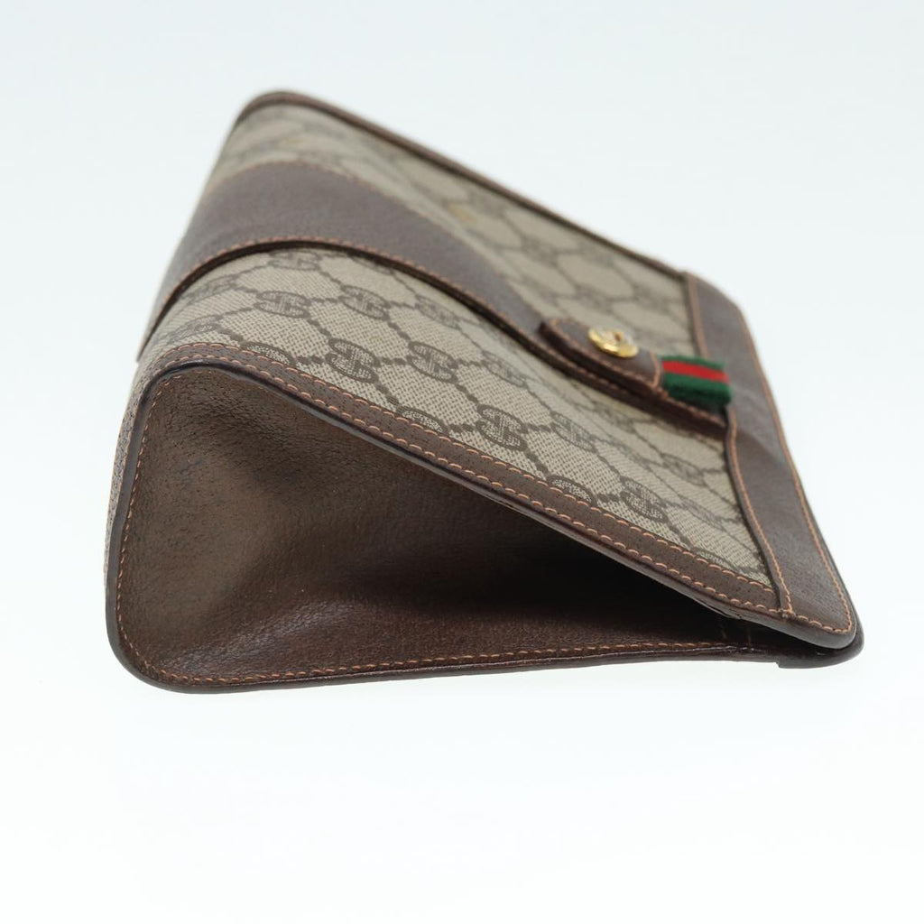 GUCCI GG Supreme Web Sherry Line Clutch Bag PVC Beige Red 156 01 032 89028