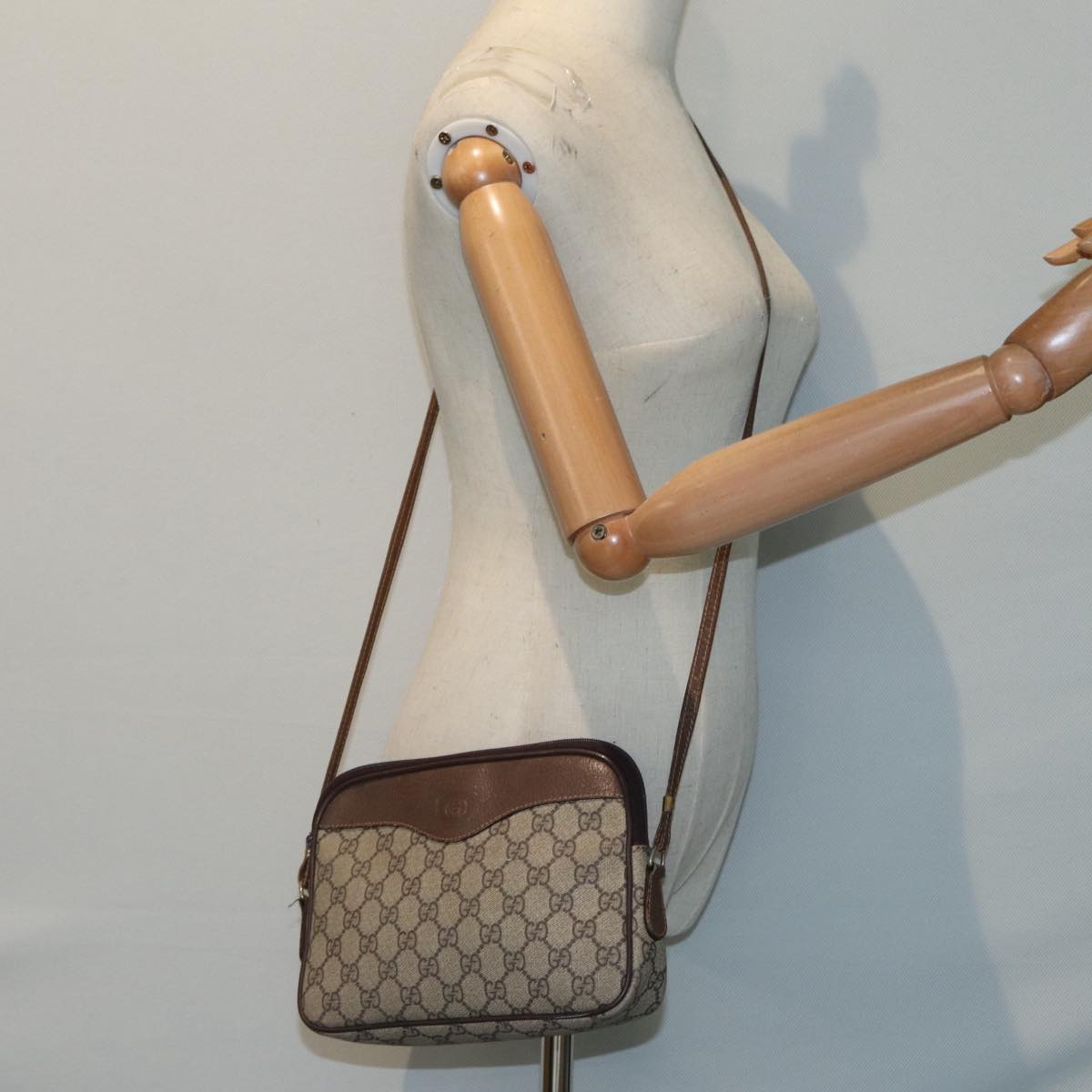 GUCCI GG Supreme Shoulder Bag PVC Leather Beige Gold 007 115 89029