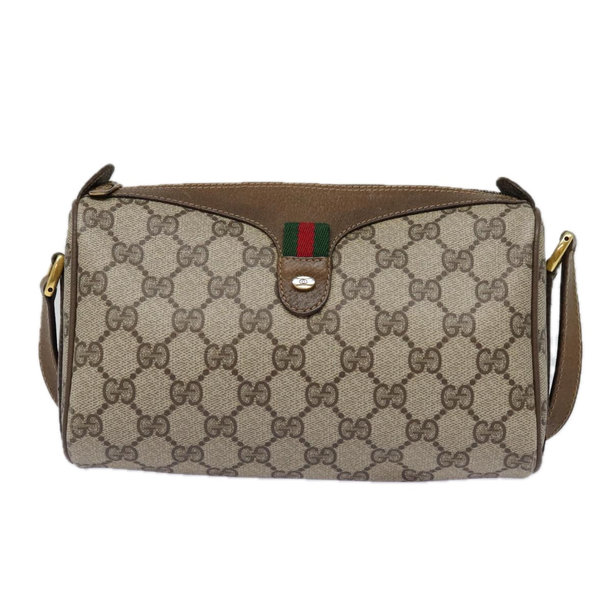 GUCCI GG Supreme Web Sherry Line Shoulder Bag PVC Beige 89 02 032 89030